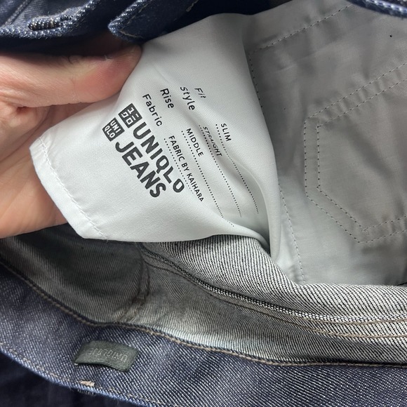 Uniqlo Mens Slim Straight Middle Rise Selvedge Blue Denim Jeans Size 31x30* - Picture 5 of 14